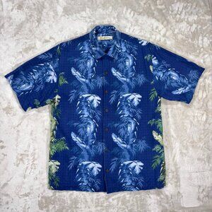 Tommy Bahama Men's Button Down Shirt 100% Silk Short Sleeve Blue - Size Small